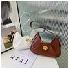 IELGY pleated underarm commuter bag, shoulder crossbody flower lock baguette bag