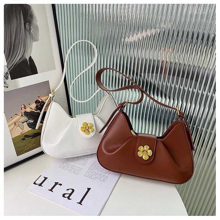 IELGY pleated underarm commuter bag, shoulder crossbody flower lock baguette bag