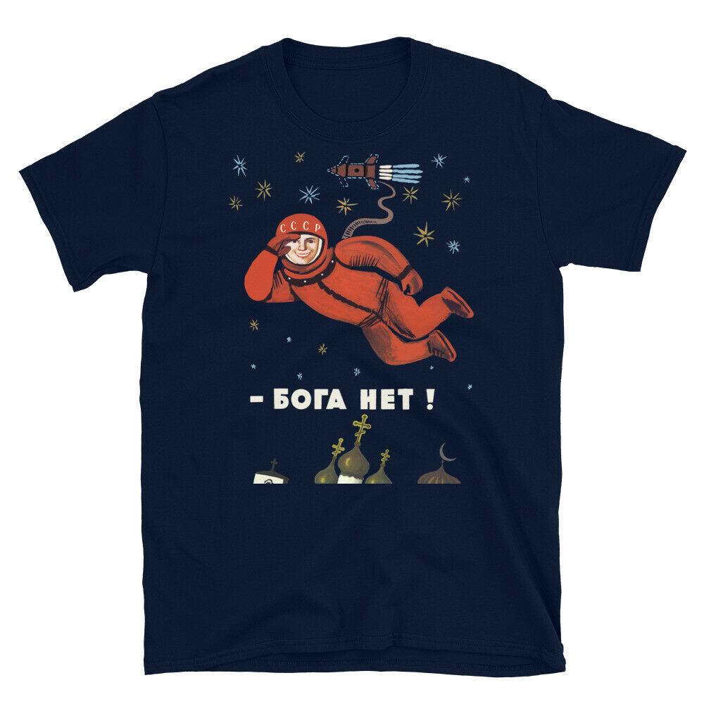 No God Up Here  Soviet Cosmonaut Propaganda USSR Yuri Gagarin TShirt Mens 100 Cotton Casual Tshirts Loose Top Size S3XL S