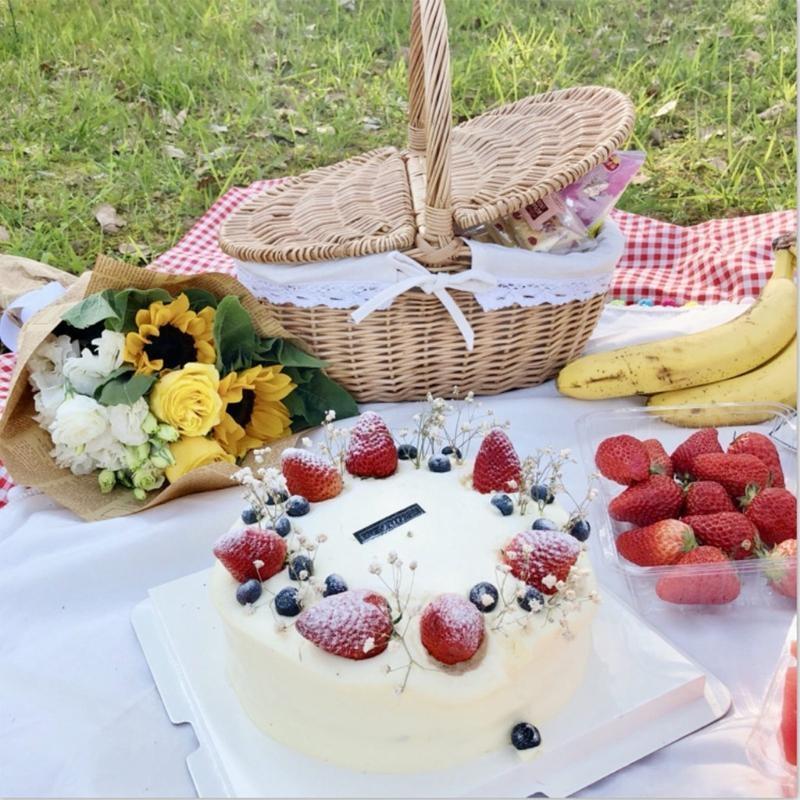 Basket Rattan Basket with Lid Storage Container for Spring