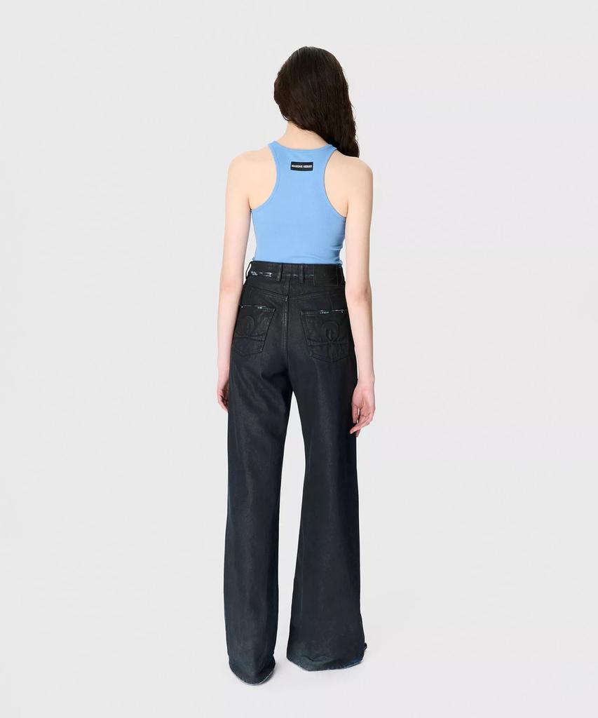 MARINE SERRE (W) Moon Logo Ribbed Jersey Tank Top Blue Moon Logo Ribbed Jersey Tank Top Bb01 Blue Bonnet