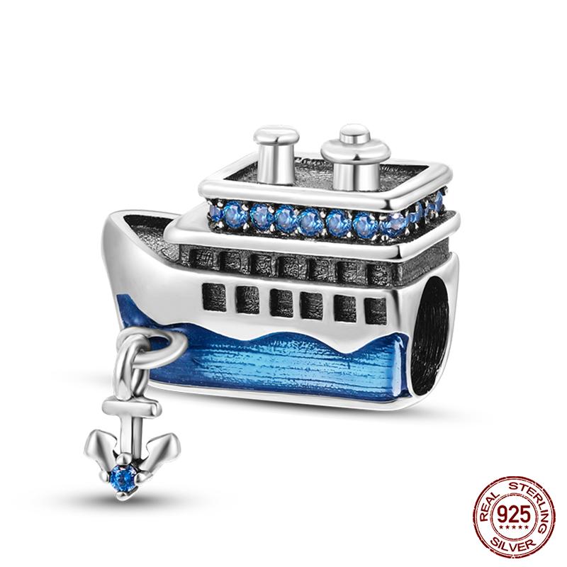 100% Real Prata-Banhado Ocean Series Tartaruga Caranguejo Sereia Charms Contas Fit Original Diy Pulseiras Bangles Jóias Presentes