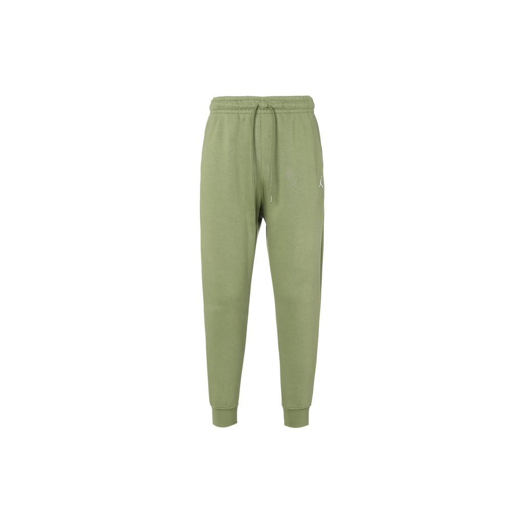 Jordan Essentials Solid Color Lace Up Casual Elastic Cuff Fleece Lined Knitted Sweatpants Men's Light Olive Yellow FJ7780-340