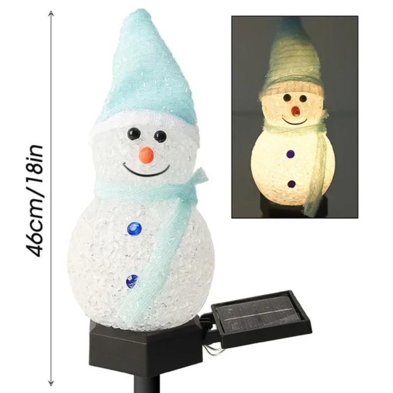 LED Snowman Solar Garden Light Outdoor Waterproof Ground Stake Lamp Solar Powered Pathway Lights for Christmas Lawn Yard Patio Holiday Decor