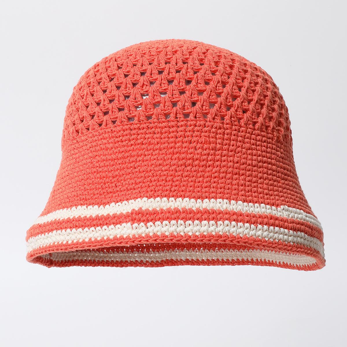 

Summer Hollow Design Breathable Bucket Hat For Women Shopping And Traveling, Showing A Small Face, Foldable Color Matching Bucket Hat One size fits all [knitted basin hat]
