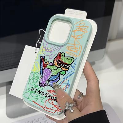 Graffiti Dinosaur Printed Mobile Phone Case For iPhone 17 16 15Pro Max 11 12 13 14Pro Plus Shockproof & Anti-fall Cover