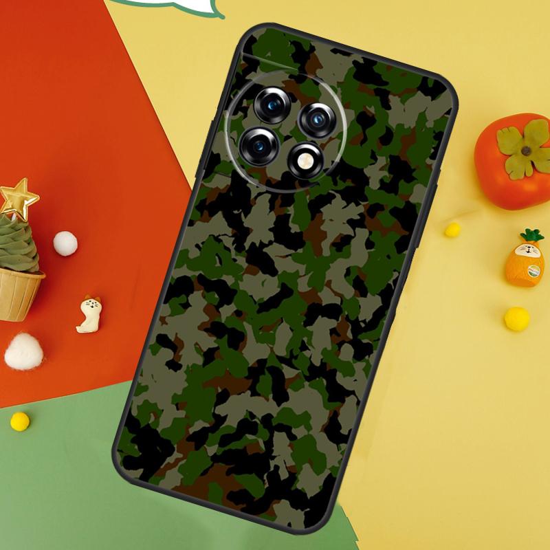Green Camouflage Back Case For OnePlus 15 13R 13 13T 12 12R 11 10 10T 8T Nord CE 5 2 3 4 Lite N20 N30 Cover
