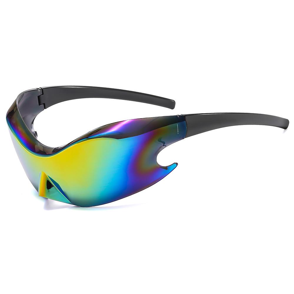 Y2K Futuristic Iridescent Cycling Sunglasses - Punk Hip Hop Fashion