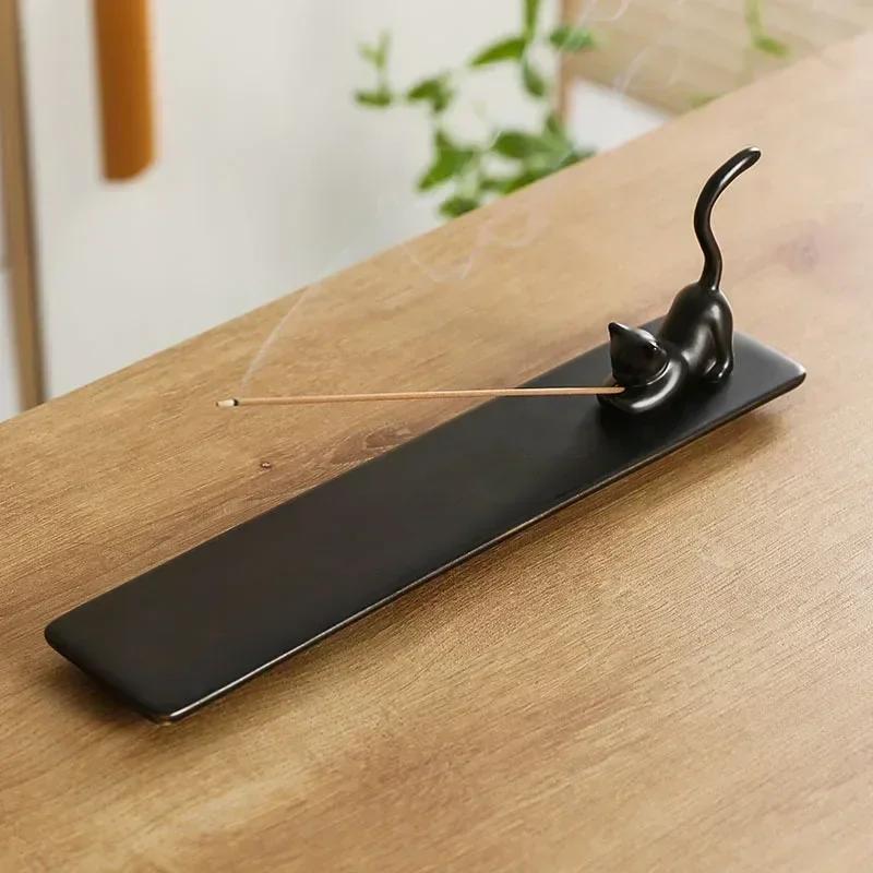 1pc,Home Decor Incense Burner Cute Cat Lovely Rabbit Incense Stick Holder Ceramic Handicraft Girl Friend Gifts- Without Incense