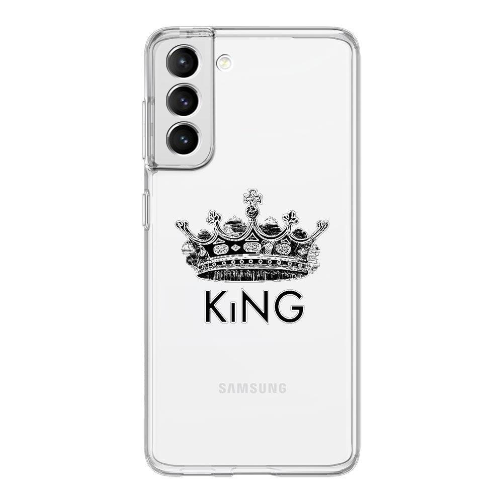 Phone Case For Samsung Galaxy S24 Ultra S23 FE S22 S20 S21 5G S10 S9 Plus S10E S8 Soft Clear Couple Style Crown King Queen Cover