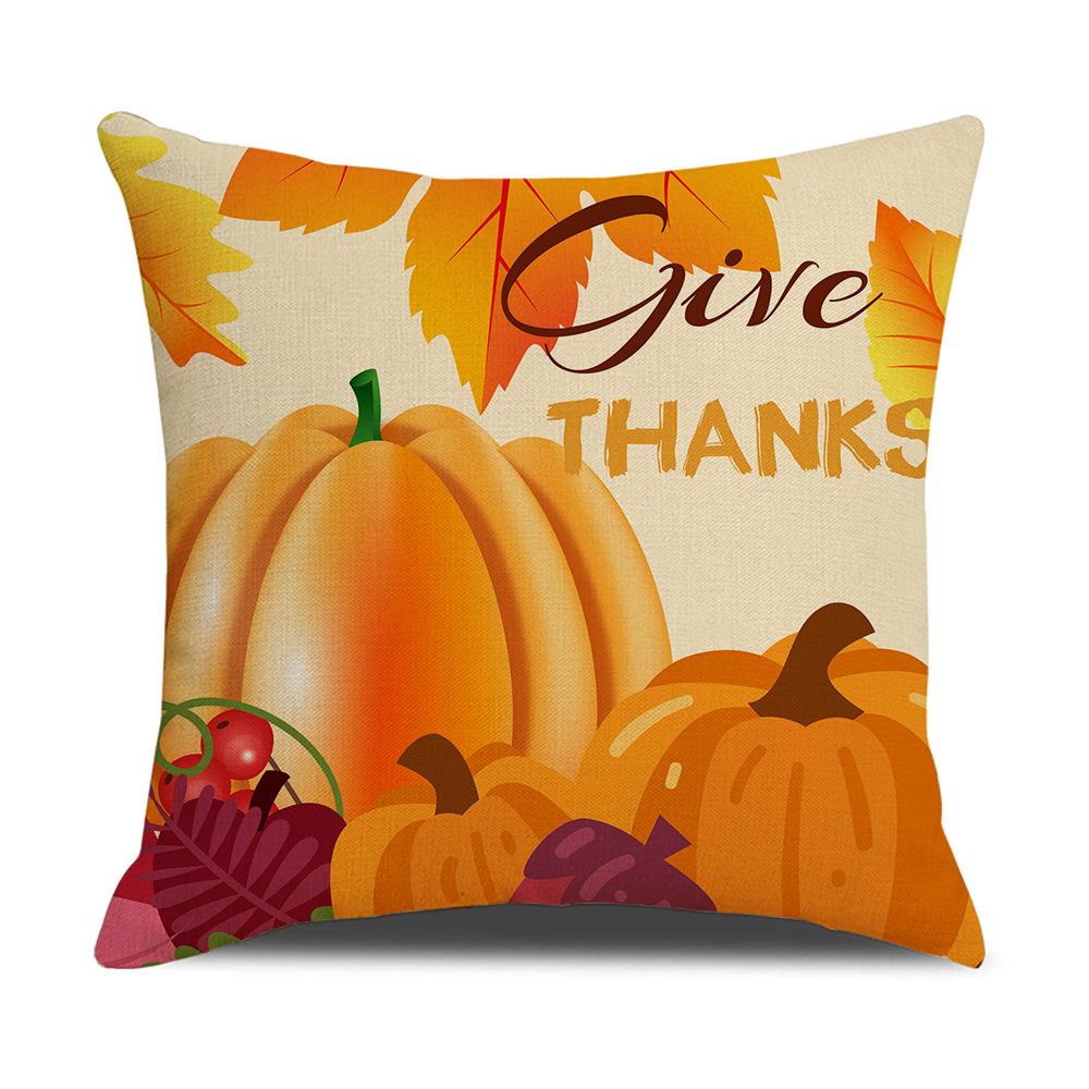 Yellow Thanksgiving Cushion Home Cartoon Turkey Sofa Cushion Linen Office Cushion Cover Home
