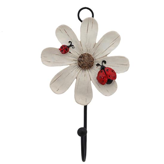 Decorazione domestica creativa della resina del fiore della coccinella delle chiavi del cappotto del cappello del gancio della parete della decorazione della casa