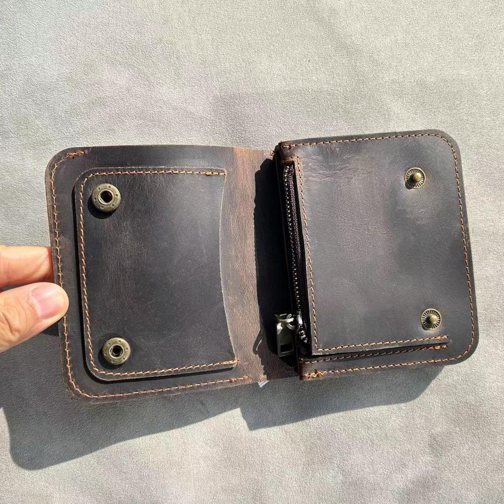 Handgefertigte Vintage Geldbörse aus echtem Leder für Herren mit Münzfach, personalisierte Herrenbrieftasche mit Münzfach und Reißverschluss