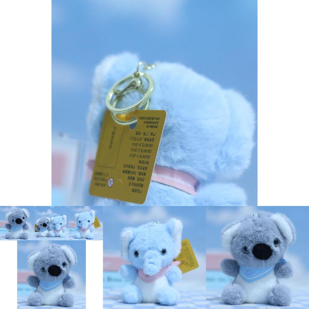 Adorable Plush Elephant And Koala Keychain Soft Toy Cute Animal Doll For Bags