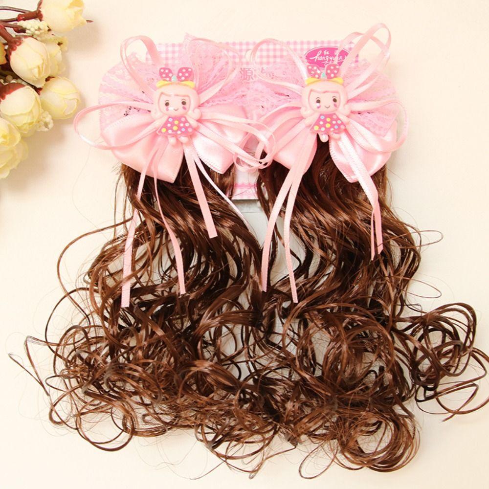 2Pcs Wavy Kids Hairpin Wig Cute Wig Braid Hairpin Hair Accessories Children Hair Clip  Girls