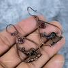 Oval Ruby Stone Birthday Gift Dangling Electroformed Engagement Earrings Copper VP-82