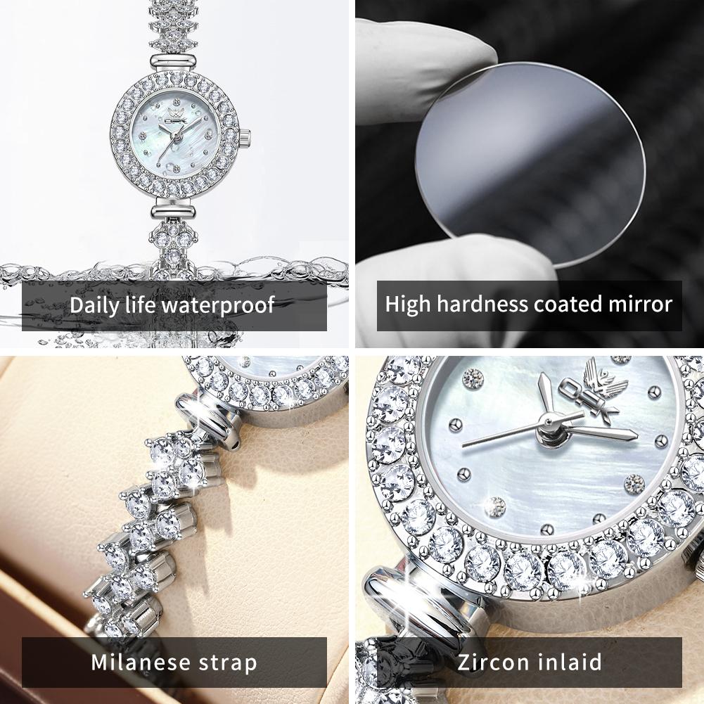 OPK 6057 Full Diamond Quartz Watches for Women Luxury Elegant Fashion Bracelet Wristwatch Original Waterproof Ladies Dress Watch