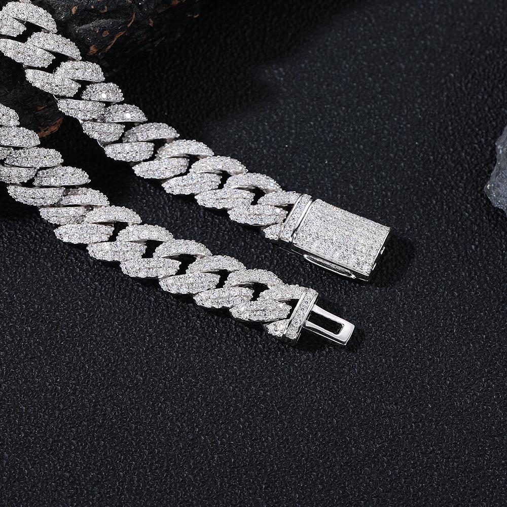1111 Autumn New S111 Silver Moissanite Necklace Bracelet Bubble Cuban Chain Personalized Trendy Brand Spot Jewelry