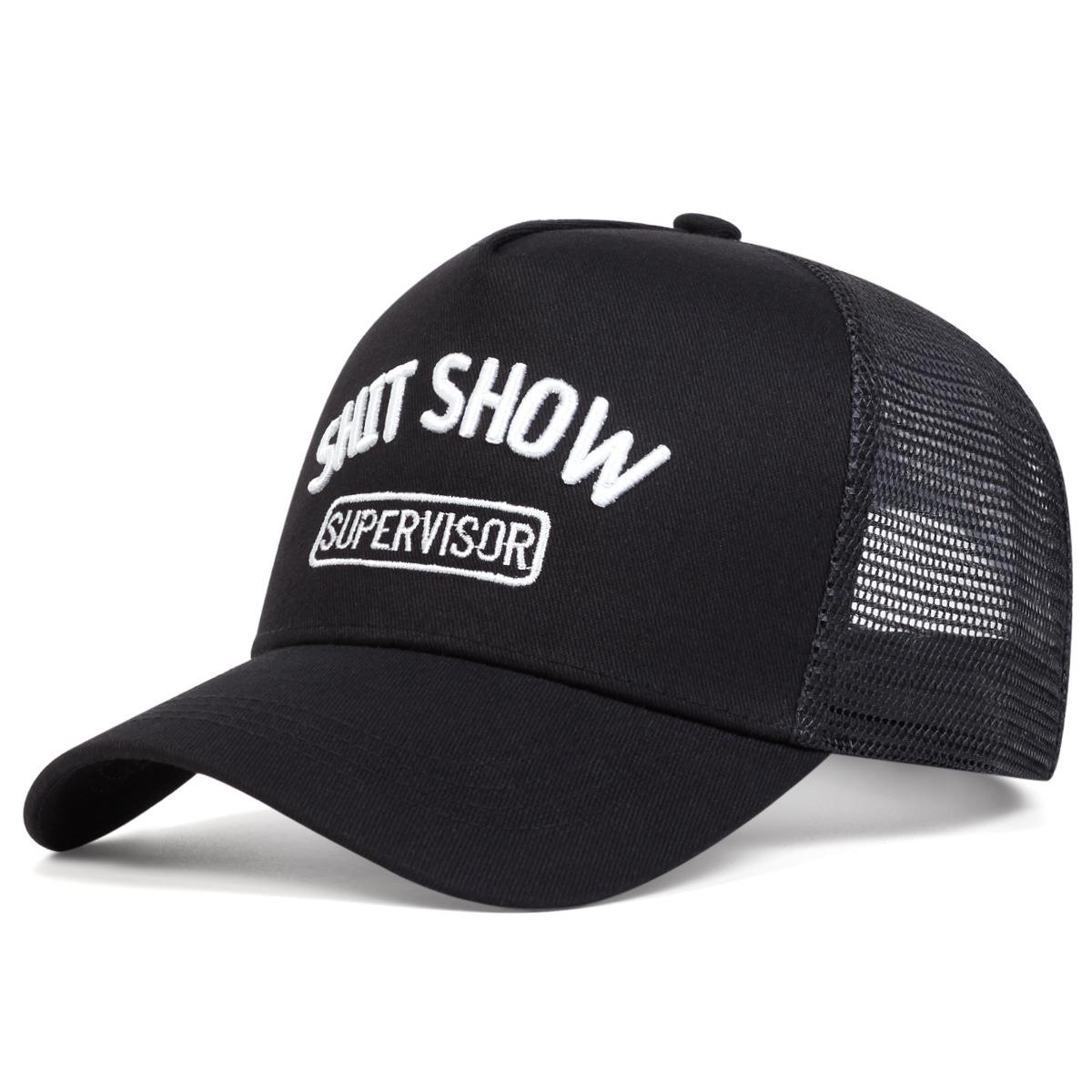 Letter Embroidery Mesh Custom Embroidery Logo Adjustable Breathable Outdoor Sun Protection Trucker Hat Custom Size чёрный