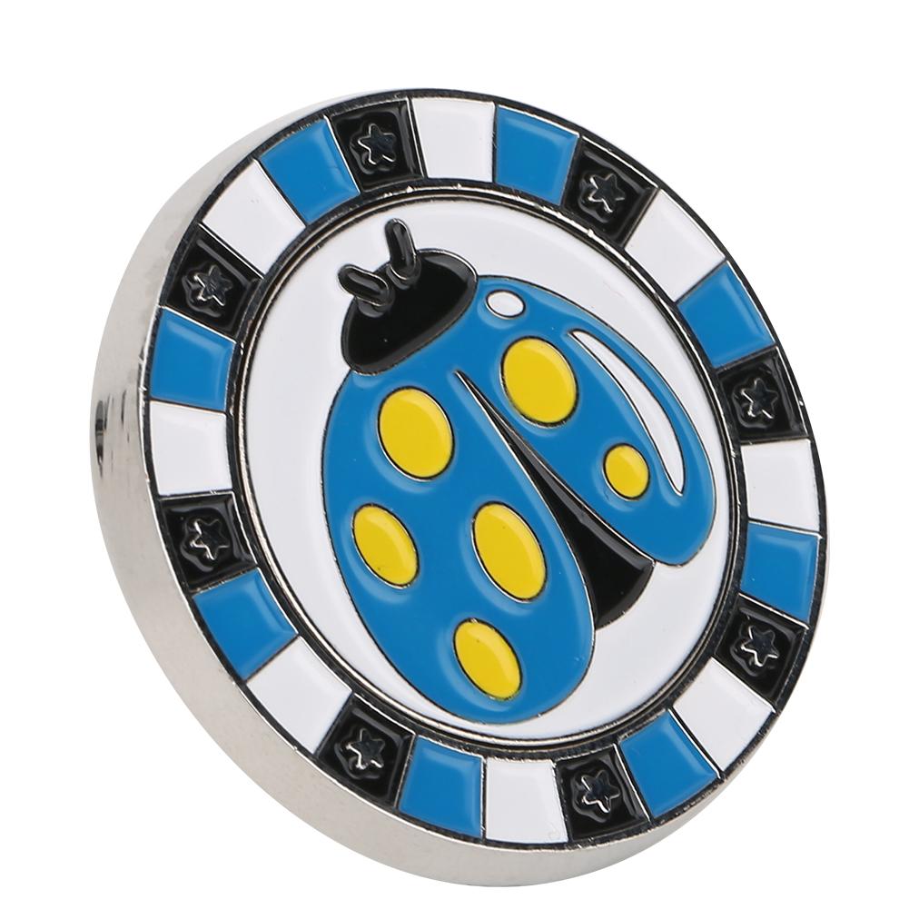 Zinc Alloy Double Layer Compact Golf Ball Marker Magnetic Hat Clip Cap Clamp Accessory SuppliesBlue Ladybug