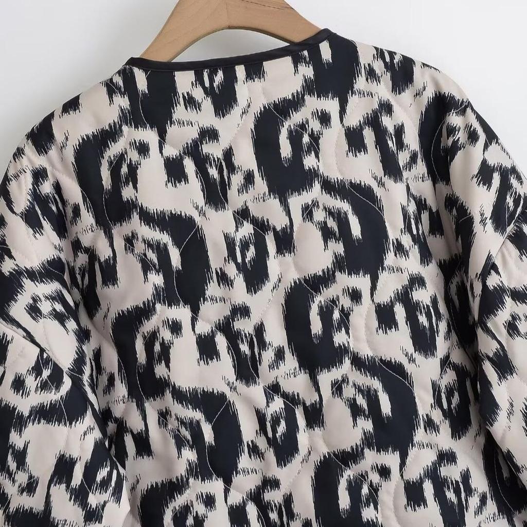2024 Autumn Women's Cotton Animal Print Jacket - European & American Style Fashion