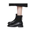 Women  Thick Sole Chelsea Boots Chunky Platform Soft Leather Elastic Ankle Boots Woman Autumn Winter Comfort Black Botas