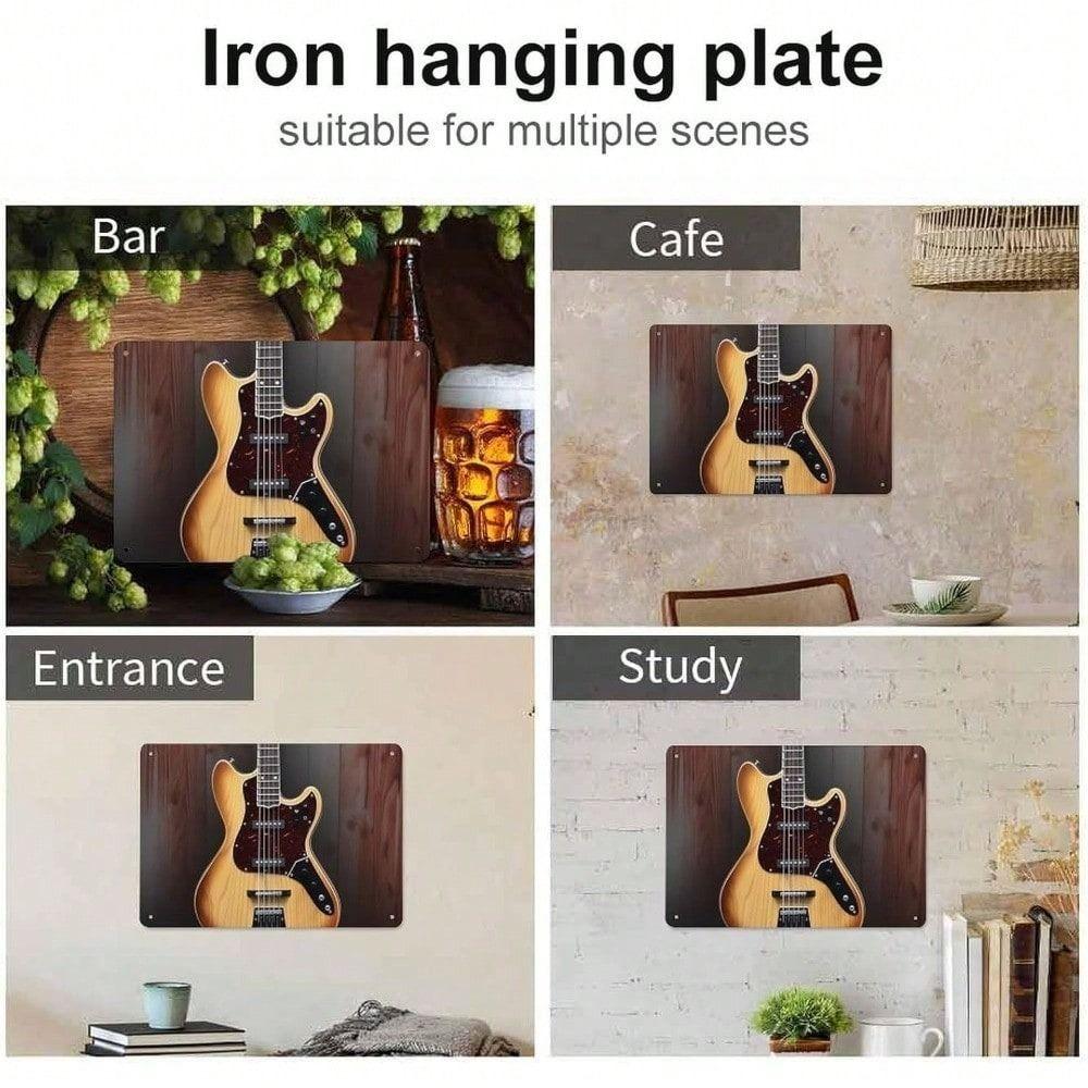 Metal Poster Retro Guitar 8x12 Inch Wall Art Bar Decoration Tin Sign