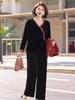 Spring & Autumn 2026 Chinese-Style Golden Velvet Suit for Mothers: Elegant Three-Piece Set