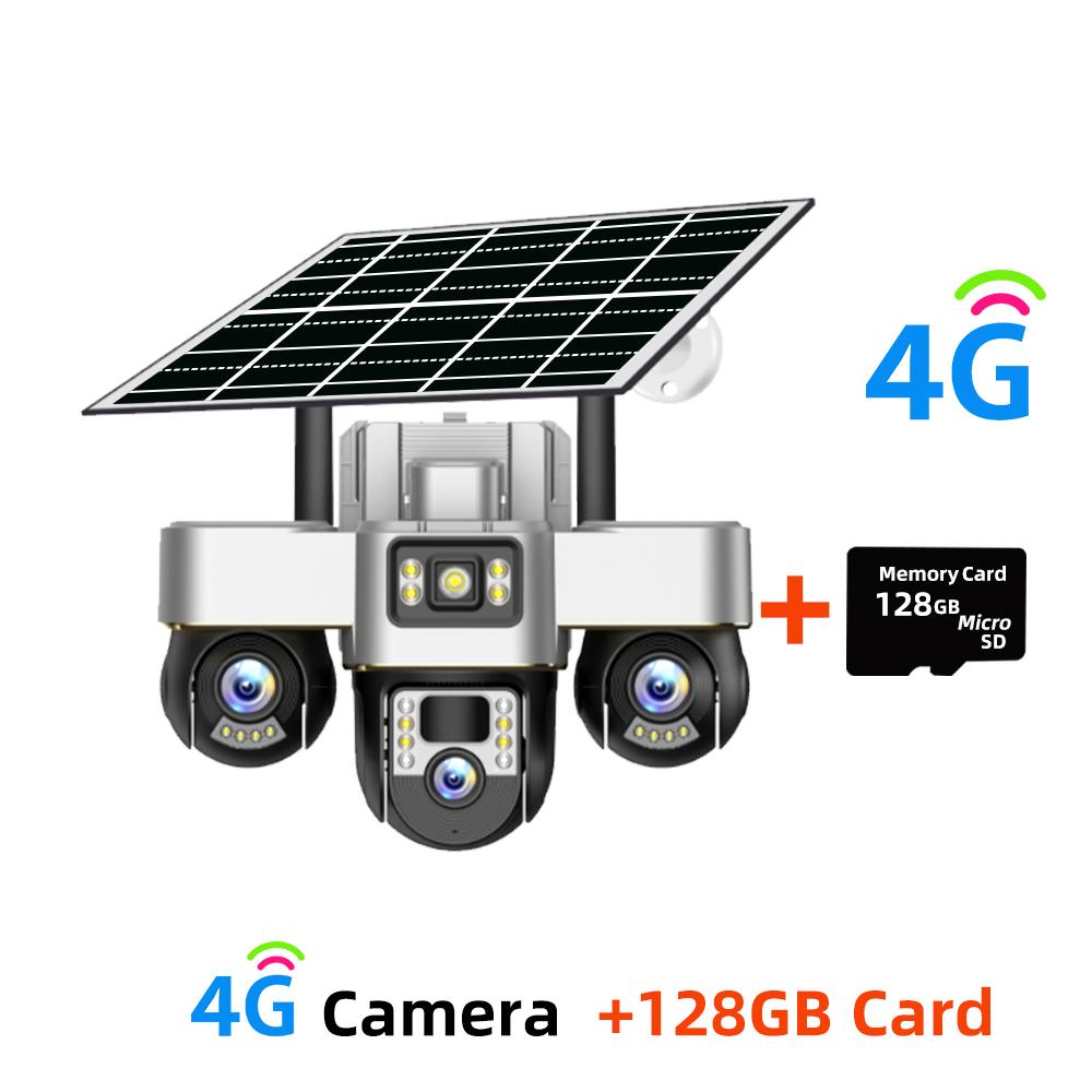 Three-lens Surveillance Camera Outdoor HD Night Vision Full Color Solar Camera