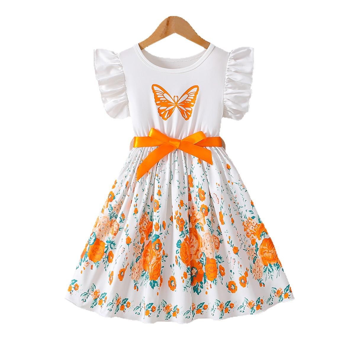 Sweet Butterfly Print Dress For Girls - Summer Children s Fashion Princess Dress 3-4Y