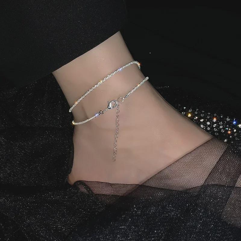 High-End 2025 Sparkling S925 Silver-Plated Anklet for Women – Sexy, Durable, Niche Design