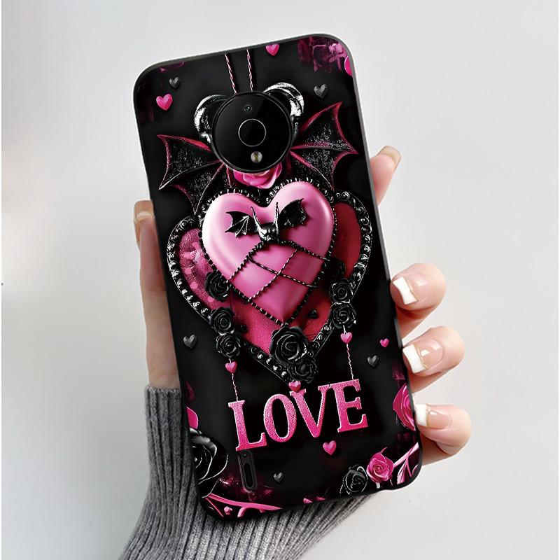 For Nokia C200 C100 Case Cute Love Rabbit Funny Cartoon Black Soft Silicone Protective Cover For NokiaC200 NokiaC100 Phone Case