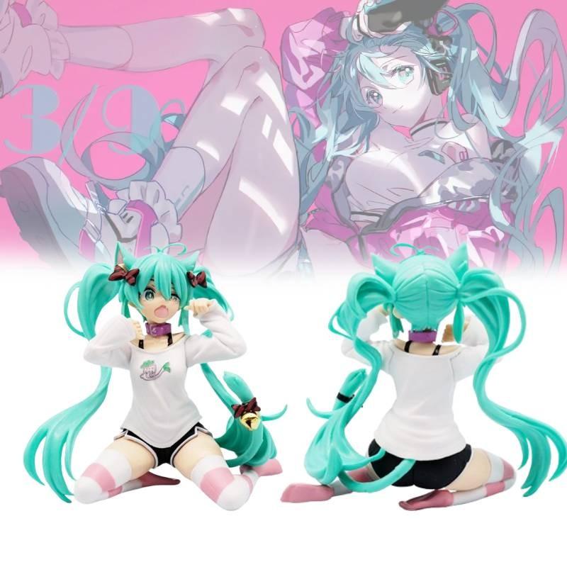 Hatsune Miku Figure Model Toy Cute Cat Ears Sitting Table Decoration Doll Figure