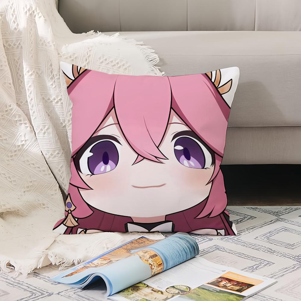 Cartoon cute  Genshin  Pillow Case Office Cushions Suitable For Sofa Car Bedroom Decorative Cushion Cover