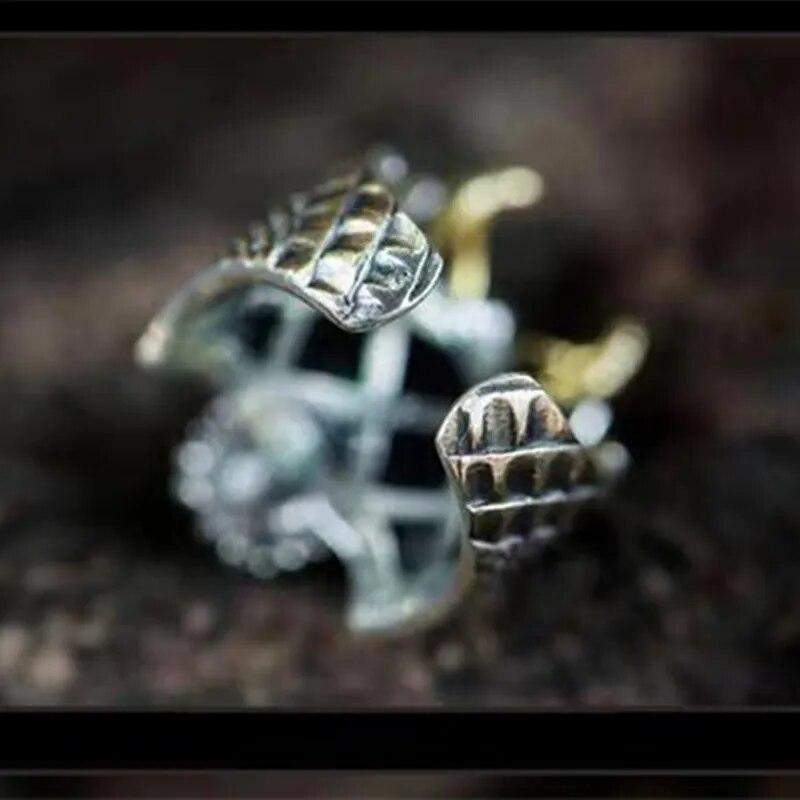 Dominierender Retro-Ring im ethnischen Stil mit feuerspeiendem Drachen, offener Ring für Herren mit Punk-Motiv, Motorradfahrer-Schmuckzubehör