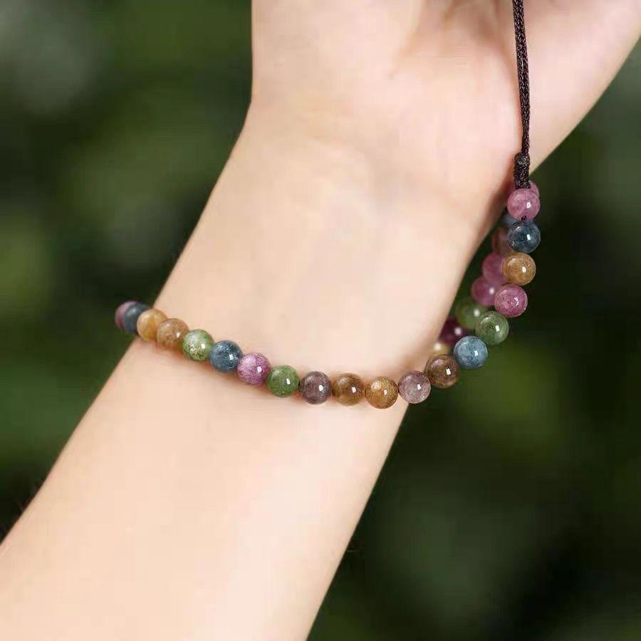 Natural Tourmaline Phone Strap Charm Rope Keychain Pendant Wristlet Ring Accessory for Women and Girls Cute Lanyard