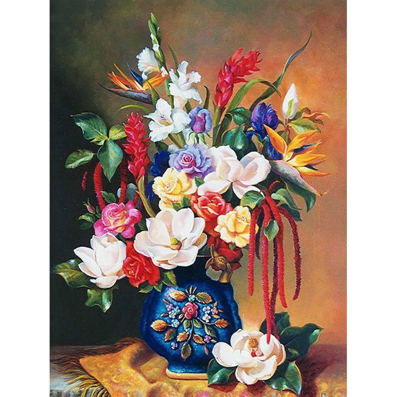 

Новый 5D DIY Алмазная картина Свежий цветок Алмазная вышивка Ваза Вышивка крестиком Полный круглый дрель Домашний декор Ручной художественный подарок Full Round 40x50CM
