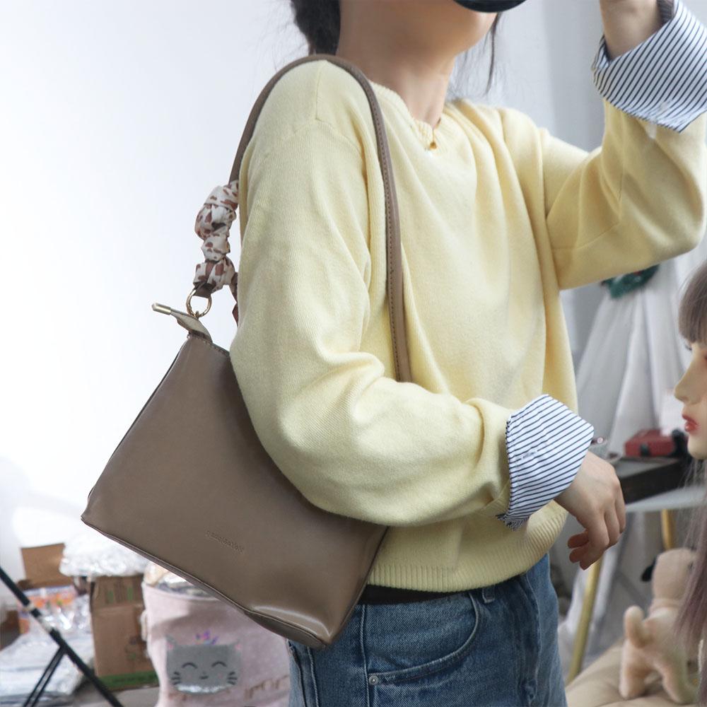 PU Leather Small Square Bag Korean Style Single Shoulder Bag Vintage Underarm Bag  Office Worker