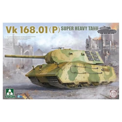 

TAKOM 1/35 scale German Vk.168.01(P) Super Heavy Tank Plastic Model Kit TKO2158, Molded in Color