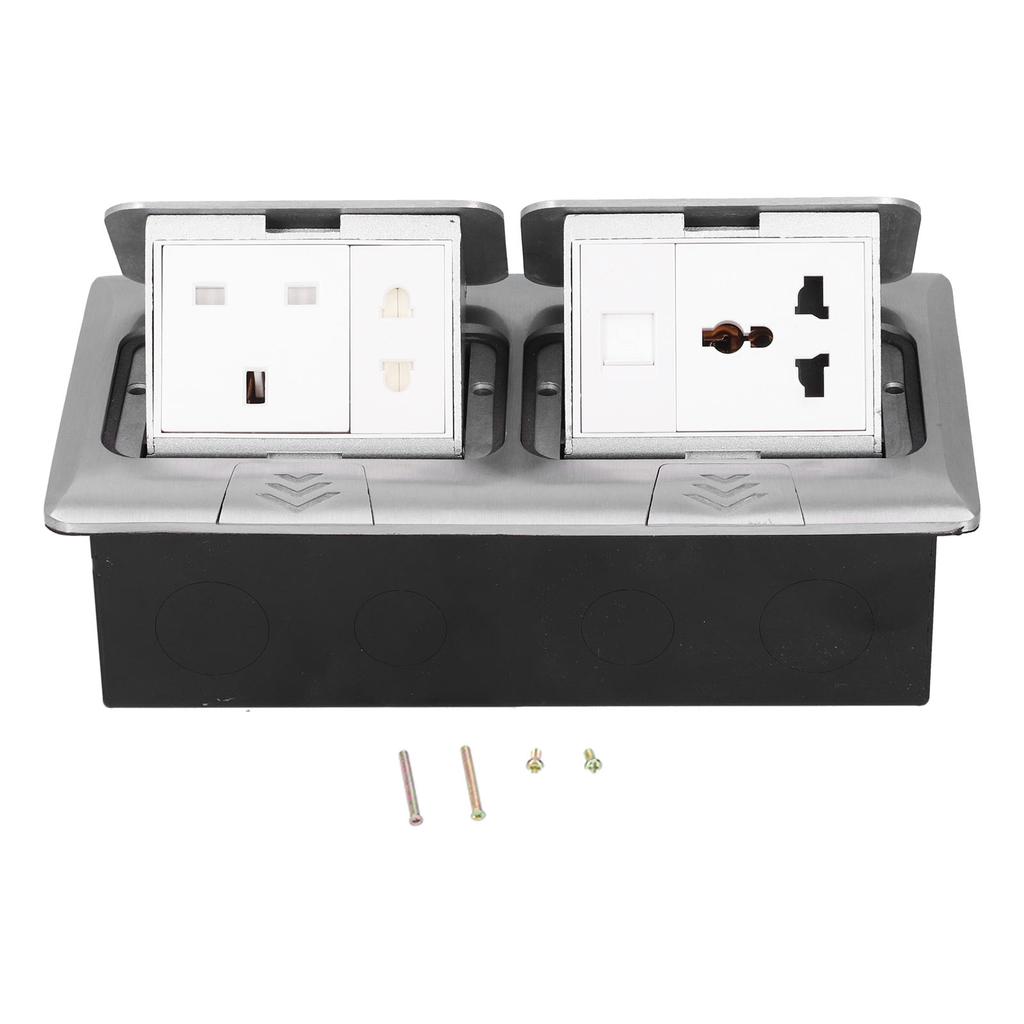 Boden Pop Up Outlet Socket Verborgen Multifunktions Silber Aluminium Legierung UK Standard