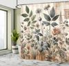 Vintage Shower Curtain, Witchcore Medieval Leafy Scenario Nostalgic Design with Muted Tones, Cloth Fabric Bathroom Dec