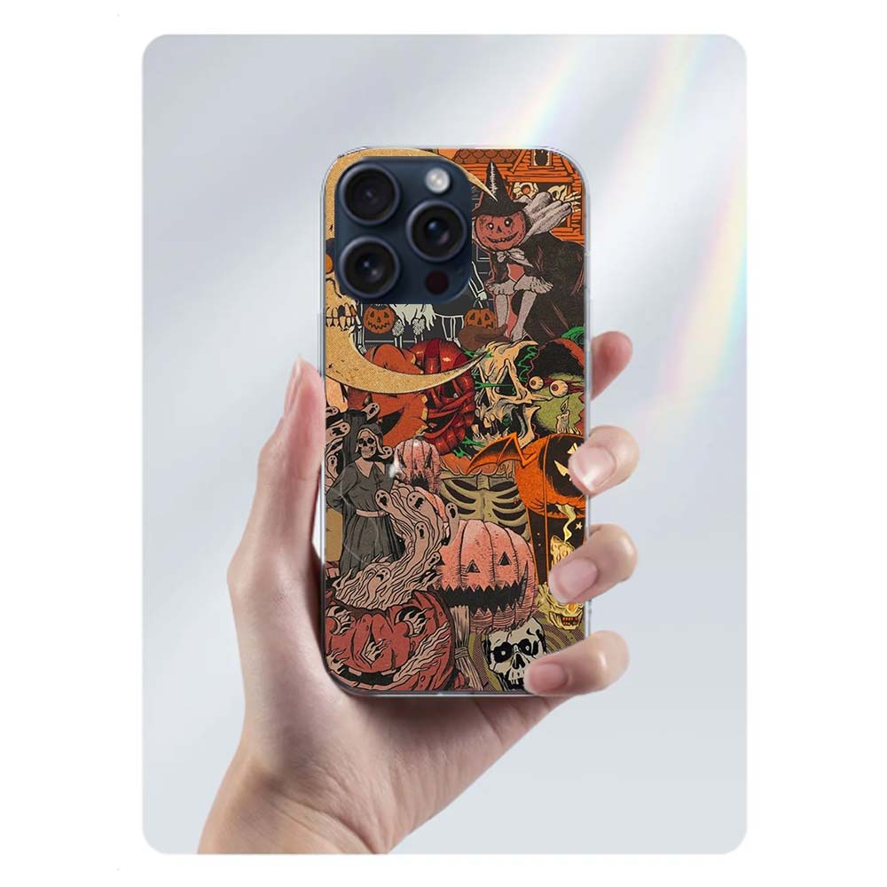 Halloween Fall Art Witch Cat Clear Phone Case For Iphone 17 Air 16 Pro Max 15 Pro 14 Plus 17E 16E 11 13 12 Mini Cover Cases Fund