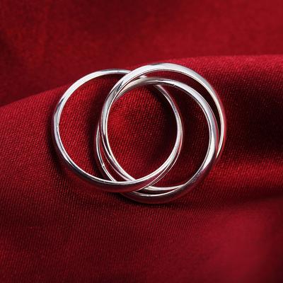 925 Ayar Gümüş Üç Yüzük Yüzük Moda Düğün Takısı