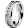 Hot Selling 2025 Stainless Steel Men's Ring Wedding Band Square Cubic Zircon  Jewelry Accessory