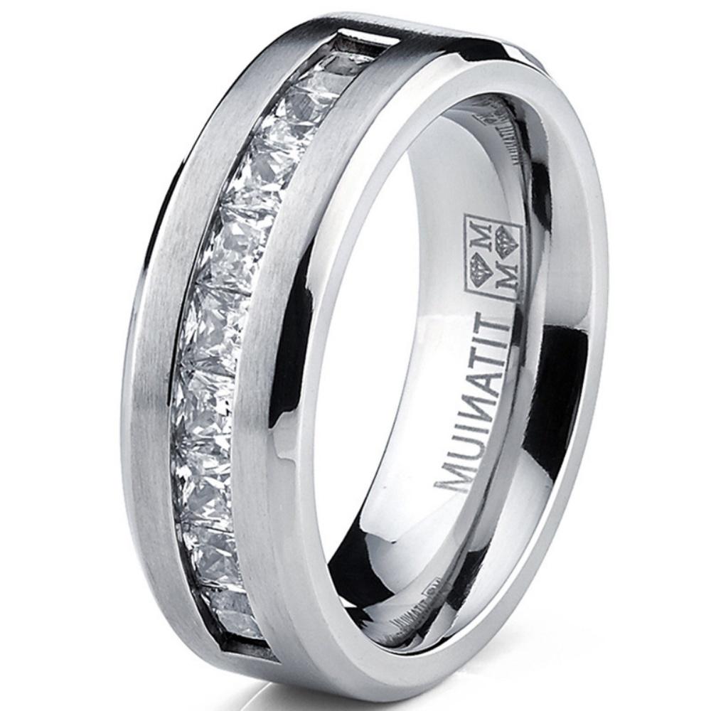 

Hot Selling Silver Plated Stainless Steel Rings For Men Square Cubic Zircon Ring Jewelry Accessories Wholesale Size 7-13 13