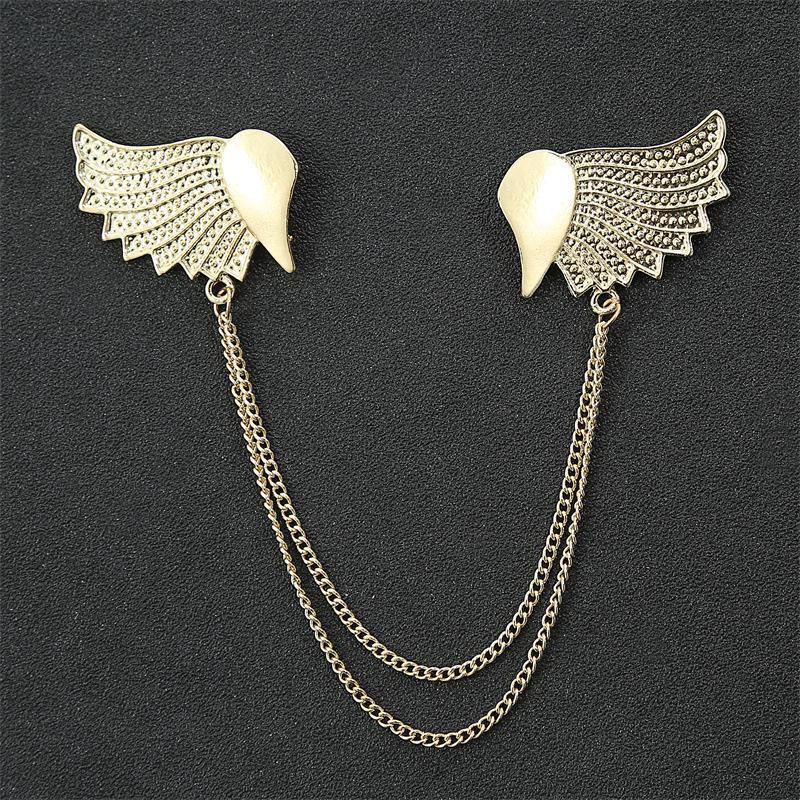 Korean Style Men's Blazer Brooch with Scissors-Shaped Metal Chain Accessory