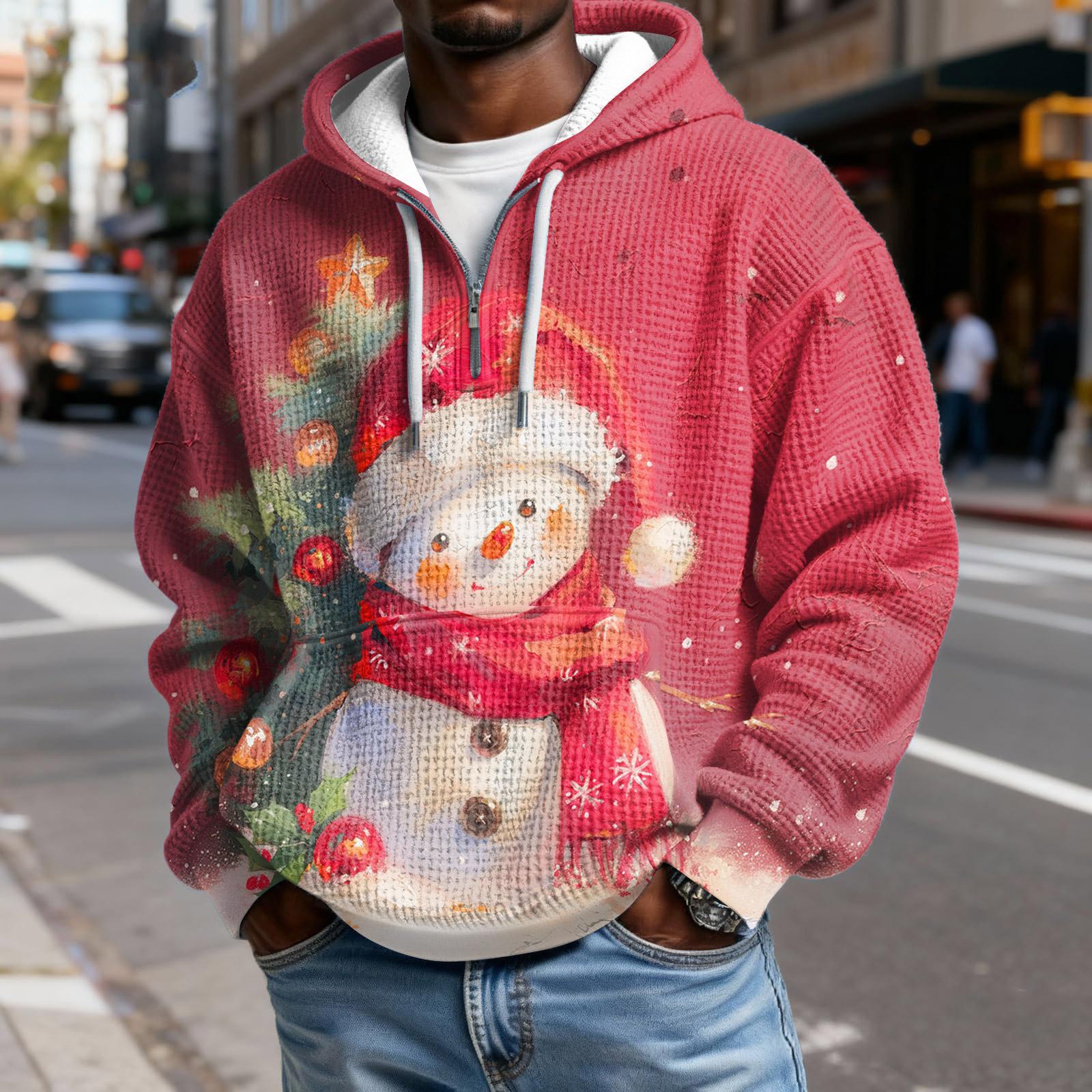 

Мужской Модный Трендовый Худи с капюшоном на половину молнии Пуловер Утепленный Флисовая текстура Толстовка XXXXXL