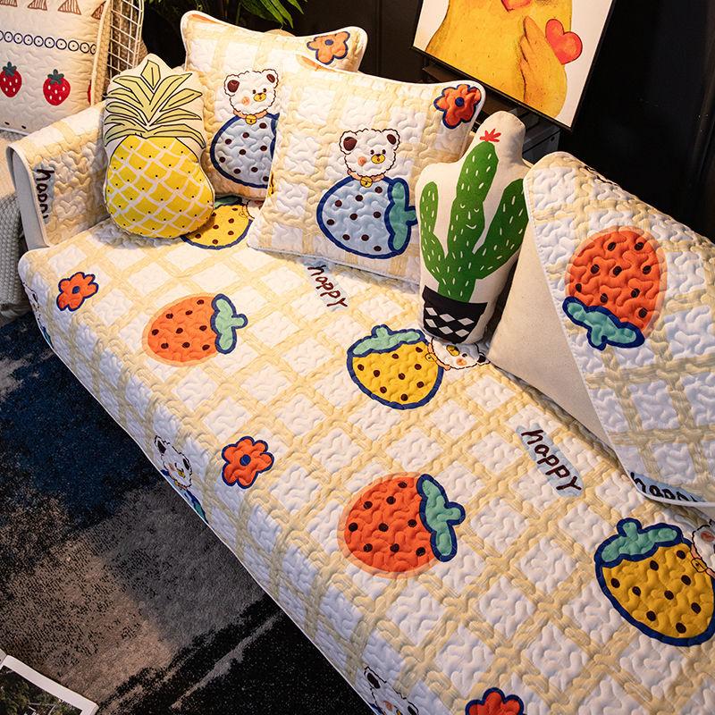 All Cotton Sofa Cushion, All-Season Universal Fabric, Pure Cotton Anti Slip, Nordic Minimalist, Noble Princess Backrest, Towel Cover, Cartoon Cute