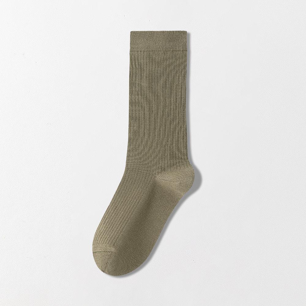 

Men s Mid-calf Socks, Spring and Autumn Long Calf Socks, Long Socks, Pure Cotton White Casual Solid Color Antibacterial Sweat-absorbing Socks 1 pair армія зелений колір