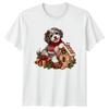 Cute Christmas Puppy T-Shirt Cartoon Festive Gingerbread House Dog Lover Gift